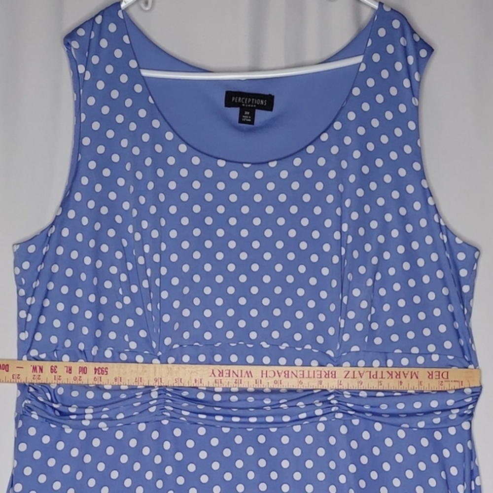 Perceptions Empire‎ Dress 3X Sky Blue Polka-Dot Retro Classic Pinup - Picture 7 of 9